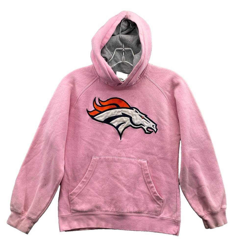 NFL Denver Broncos Hoodie Youth Girls Medium 10-12 Pink Football Sportswear 90's
